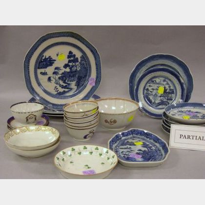 Twenty-seven Pieces of Assorted Chinese Export Porcelain Tableware