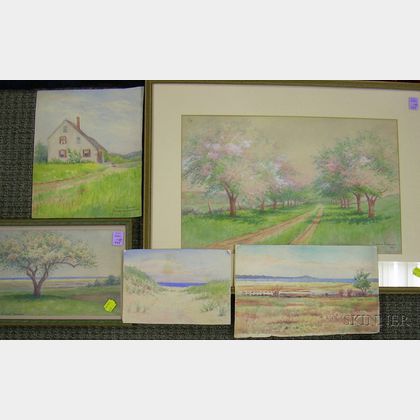 Five 20th Century American School Watercolors Depicting Cape Cod and Other Massachusetts Views