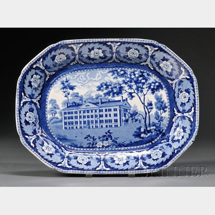 Historical Blue and White Transfer-decorated Staffordshire Pottery Platter