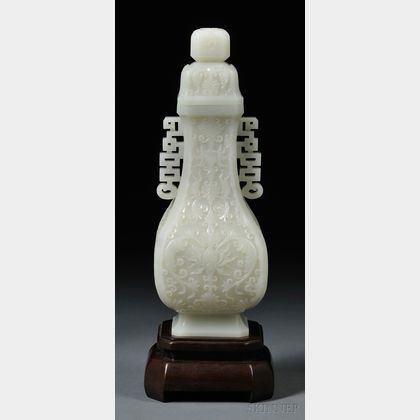 Jade Vase with Wood Stand
