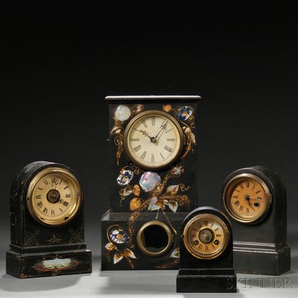 Four Terry Cast Iron Shelf Clocks