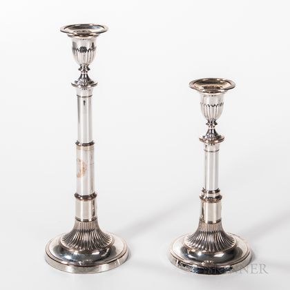 Pair of Silver-plated Convertible Candlesticks