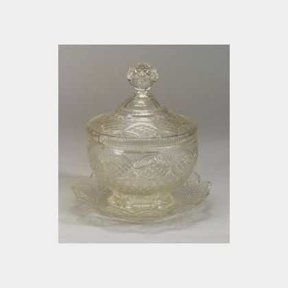 Anglo-Irish Colorless Cut Glass Covered Punch Bowl and Undertray