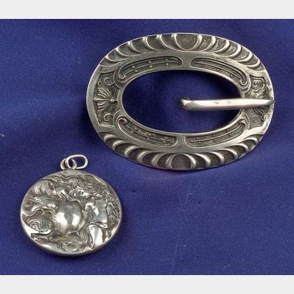 Art Nouveau Silver Pendant and Brooch, Unger Bros.