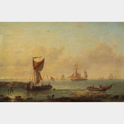 Louis Charles Verboeckhoven (Belgian, 1802-1889) Sea View Am Dort