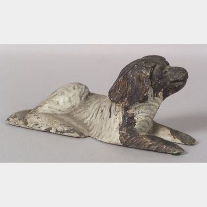 Carved and Painted Pine Spaniel figure