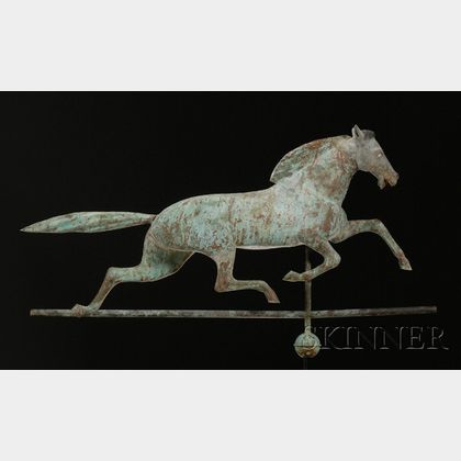Large Molded Sheet Copper and Zinc Running Horse Weather Vane