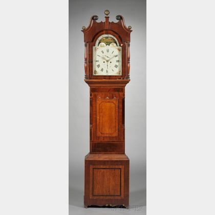 Regency Provincial Mahogany and Inlay Tallcase Clock