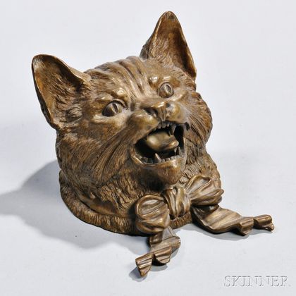 Bronze Cat Inkwell