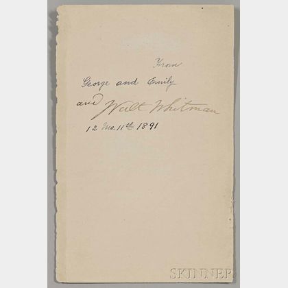 Whitman, Walt (1819-1892) Signed Sheet, c. 1891.