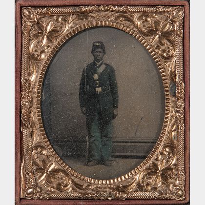 Framed Tintype Depicting an African American Soldier