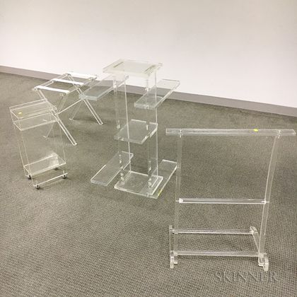 Lucite Luggage Rack, Towel Rack, and Stand on Wheels