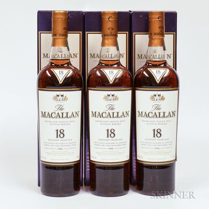 Macallan 18 Years Old, 3 750ml bottles (oc) 