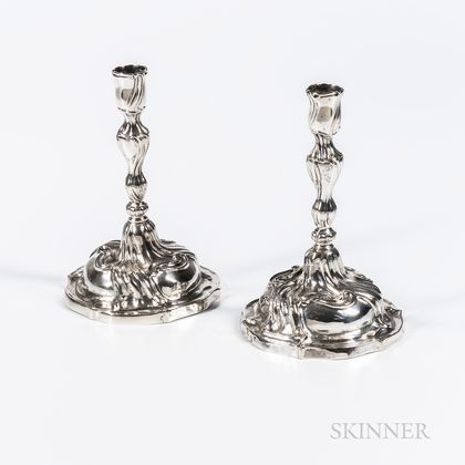 Pair of Continental Silver Candlesticks