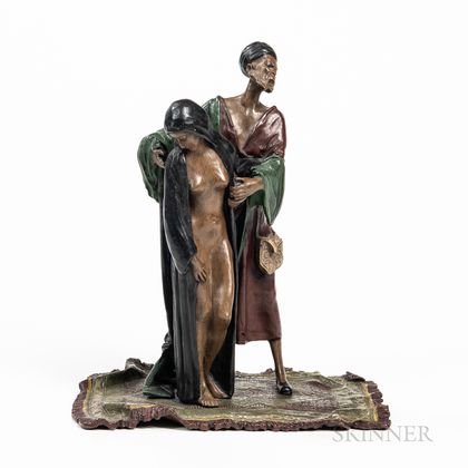 After Franz Bergman, Cold-painted Bronze Figure of a Slave Trader