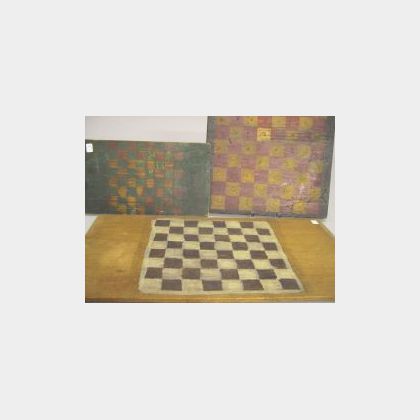 Three Polychrome Painted Wooden Game Boards