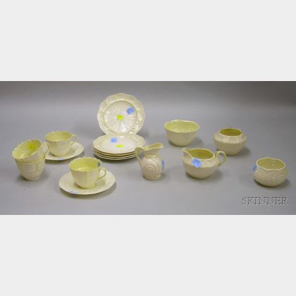 Sixteen Pieces of Belleek Nautilus and Seashell Pattern Porcelain Teaware