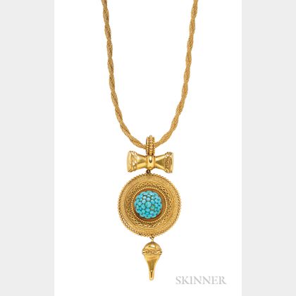 Victorian Gold and Turquoise Pendant
