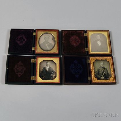 Four Sixth-plate Daguerreotype Portraits of Three Young Men and an Older Gentleman