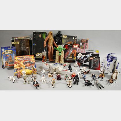 Forty-five Star Wars Plastic Action Figures and Vehicles