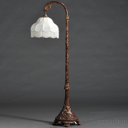 Asian Export Carved Giltwood Floor Lamp