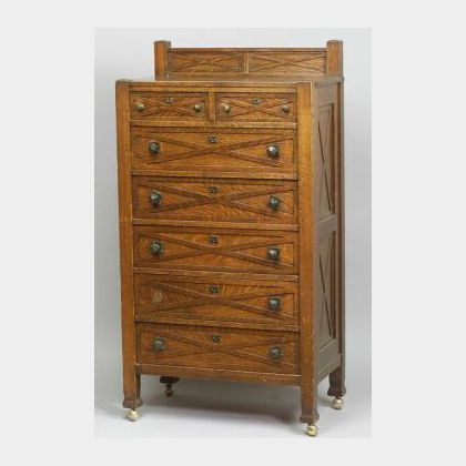 Arts & Crafts Tall Chest of Drawers