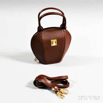 MCM Brown Leather Structured Handbag