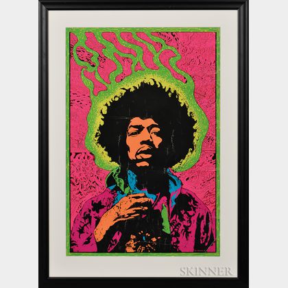Framed Jimi Hendrix Poster. Estimate $200-400