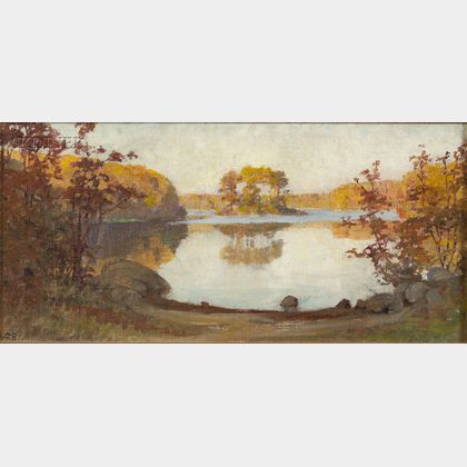 Anna Mary Richards Brewster (American, 1870-1952) Autumn on the Lake