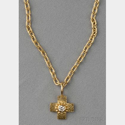 18kt Gold and Diamond Cross Pendant, Elizabeth Locke