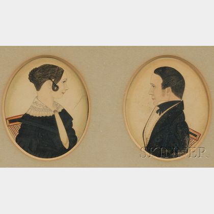 Pair of Portrait Miniatures of Samuel S. Barker and His Wife Mary Ann Barker