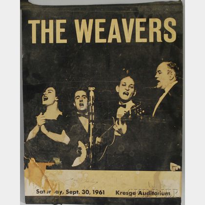 Autographed "The Weavers, Saturday, Sept. 30, 1961, Kresge Auditorium" Concert Poster