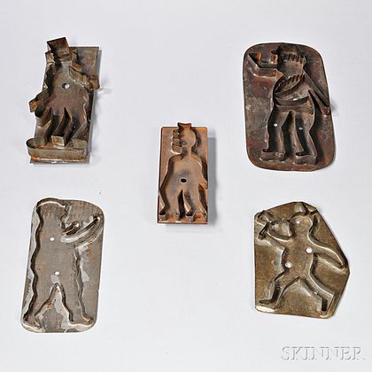 Five Large Tin Figural Cookie Cutters