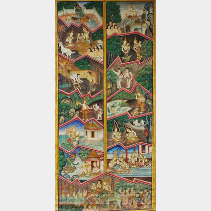 Thangka Depicting Jataka Buddhist Tales