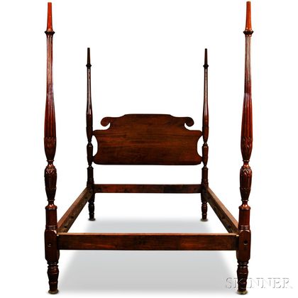Colonial Revival Carved Mahogany Four-poster Bed