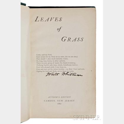 Whitman, Walt (1819-1892) Leaves of Grass, Presentation Copy.