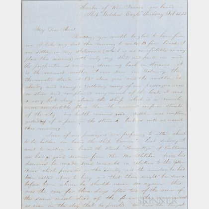 Pear, Isaac (b. 1824) Autograph Letter Signed, Rio de Janeiro, Brazil, 13 February 1853.