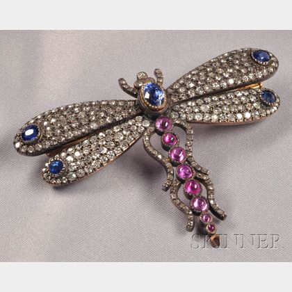 Antique Gem-set Butterfly Brooch, France