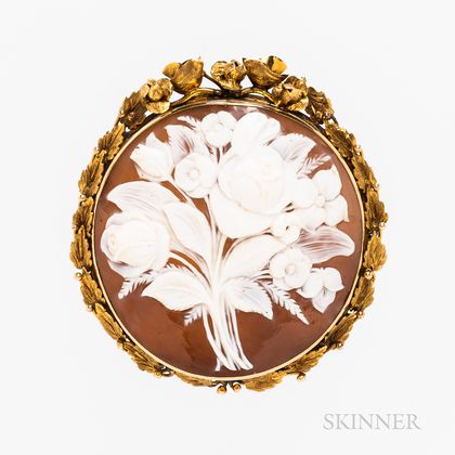 14kt Gold and Shell Cameo Pendant/Brooch