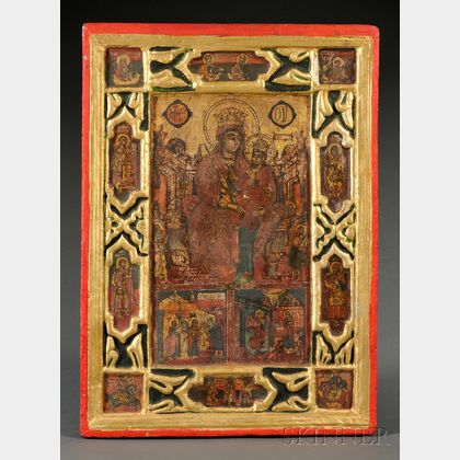 Greek Icon of the Madonna and Child Enthroned