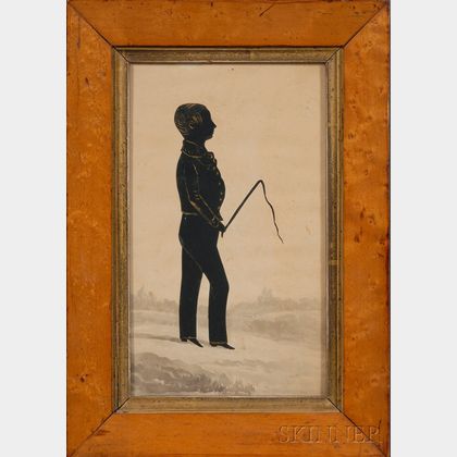 Silhouette Portrait of a Boy Holding a Whip