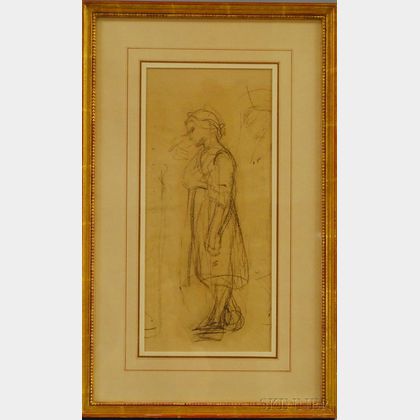 William Morris Hunt (American, 1824-1879) Sketch of a Girl.