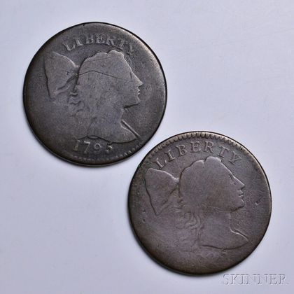 Two 1795 Plain Edge Liberty Cap Large Cents