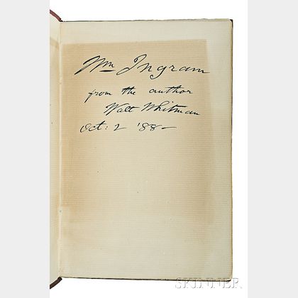 Whitman, Walt (1819-1892) November Boughs, Presentation Copy.