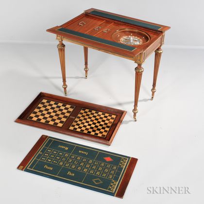 Louis XVI-style Mahogany and Brass-inlaid Game Table