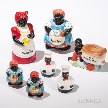Seven Ceramic Banks and Salt and Pepper Shakers
