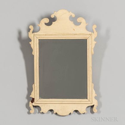 White-painted Scroll Frame Mirror