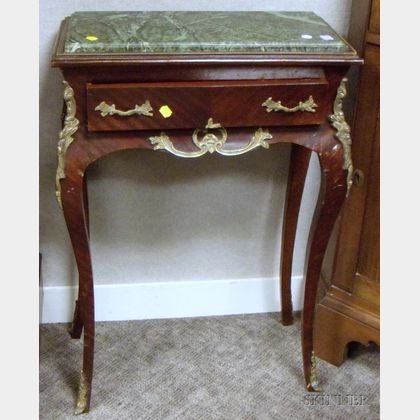Louis XV Style Marble-top Brass-mounted Veneered One-Drawer Stand