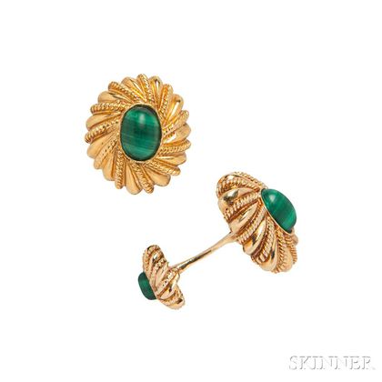 18kt Gold and Malachite Cuff Links, Schlumberger for Tiffany & Co.