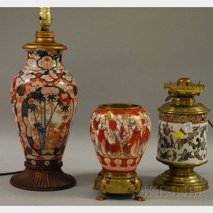 Three Asian Export Porcelain Table Lamps